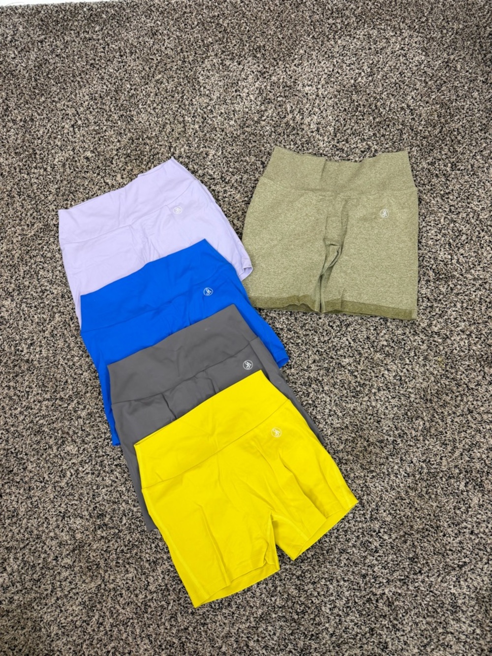Allure Multi-Color Athletic Shorts Set - Yellow, Blue, Gray, Lavender, Olive